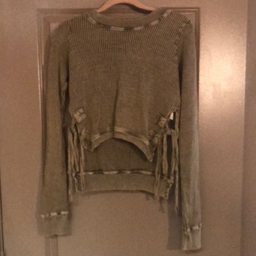 NWOT Free People Distressed Side-Tie Top Size XS